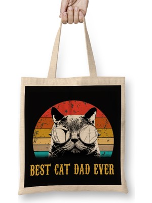 Humuts Mens Best Cat Dad Ever Funny Cat Dad Father Vintage Gift Bez Çanta Uzun Saplı
