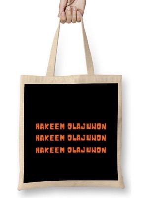 Humuts Hakeem Olajuwon- Basketball Gifts Vintage Retro Rainbow Quotes For Boys And Dad Bez Çanta Uzun Saplı