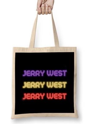Jerry West- Basketball Gifts Vintage Retro Rainbow Quotes For Boys And Dad Bez Çanta Uzun Saplı