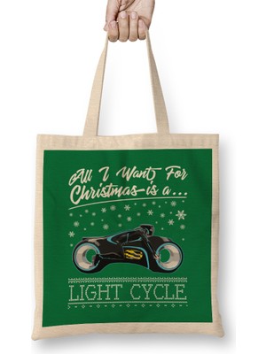 All I Want For Christmas Is A Light Cycle Tron Bez Çanta Uzun Saplı