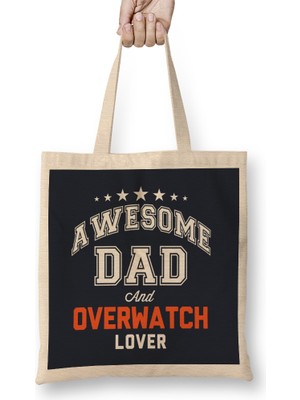 Humuts Awesome Dad And Overwatch Lover Bez Çanta Uzun Saplı