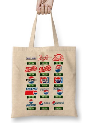 Pepsi History Logo 01 Bez Çanta Uzun Saplı