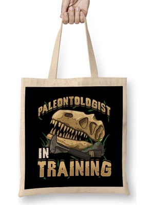 Humuts Paleontologist In Training Dinosaur Obsessed Dino Bez Çanta Uzun Saplı