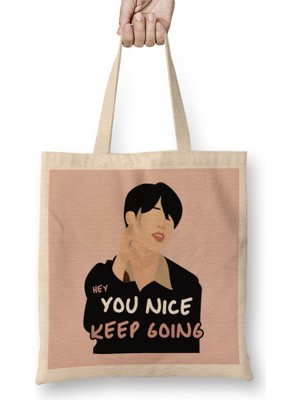 Humuts Bts Hey Jimin You Nice Keep Going Bez Çanta Uzun Saplı