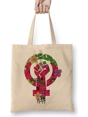 Humuts Awesome Floral Fist Hippie Power Hipster Peace Bez Çanta Uzun Saplı