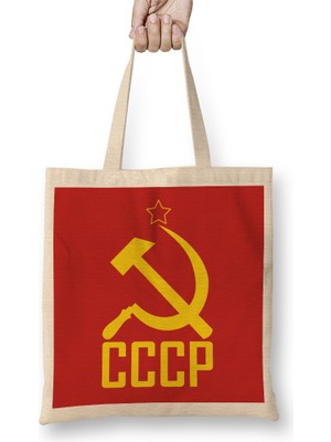 Humuts Communist Cccp Yellow Star Hammer Sickle Bez Çanta Uzun Saplı