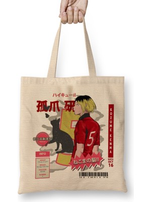 Kozume Kenma Haikyuu Square Bez Çanta Uzun Saplı