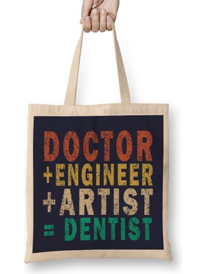Humuts Doctor Engineer Artist Dentist 013 Bez Çanta Uzun Saplı
