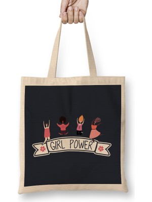 Humuts Girl Power Banner Jumping Girls Bez Çanta Uzun Saplı