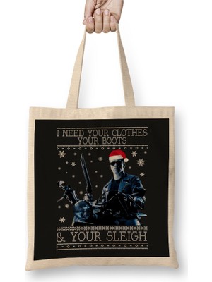 I Need Your Clothes Terminator Christmas Knit I Need Your Clothes Terminator Christmas Knit Bez Çanta Uzun Saplı