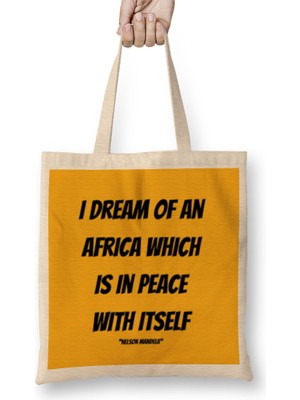 Humuts Nelson Mandela Quotes Art Gift - Vintage Retro Style Bez Çanta Uzun Saplı