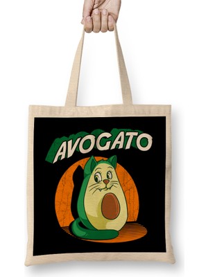Cute Avogato Avocado Cat Funny Kitty Avo Gato Pun Bez Çanta Uzun Saplı