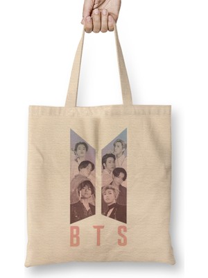 Humuts Bts Logo 01 Bez Çanta Uzun Saplı