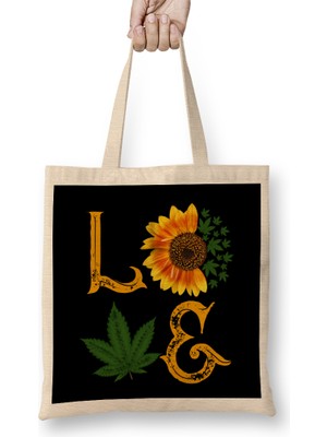 Love The Marijuana Weed Leaf Funny Cannabis 04 Bez Çanta Uzun Saplı