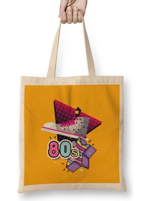 80S Style Horror Movies - Vintage   Retro Style Art- Tv Kid Movies Bez Çanta Uzun Saplı