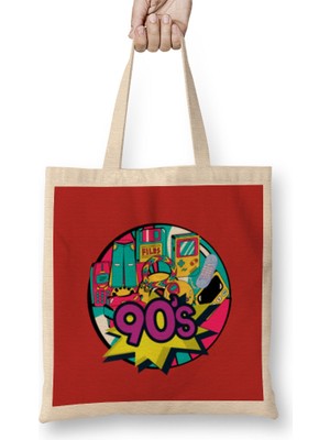 Humuts 90S Style Horror Movies - Vintage Retro Style Art-   Tv Kid Movies Bez Çanta Uzun Saplı