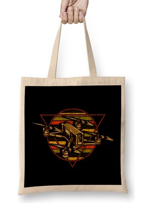 Retro Drone Pilot Quadcopter Flying Vintage Pilot Bez Çanta Uzun Saplı