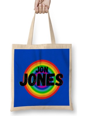 Humuts Jon Jones - Vintage Retro Rainbow Style Warriors Design Wrestlers-Gift Bez Çanta Uzun Saplı