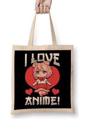 Humuts Adorable I Love Anime Girl Japanese Kawaii Bez Çanta Uzun Saplı