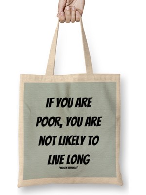 Nelson Mandela Quotes Art Gift - Vintage Rretro Style Bez Çanta Uzun Saplı