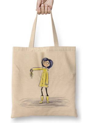 Coraline Watercolor Bez Çanta Uzun Saplı