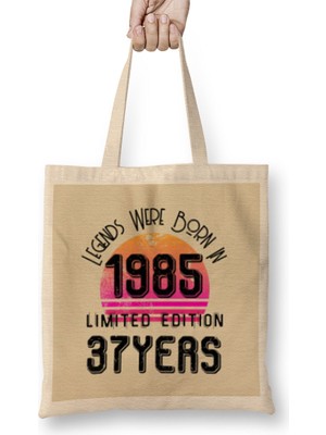 Humuts 1985 Birthday Gift    Made,born In 1985 Gift - 37TH Year Old Birthday Gift Vintage Style Bez Çanta Uzun Saplı