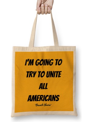 Humuts Barack Obama Quotes Art Gift - Vintage Retro Style Bez Çanta Uzun Saplı