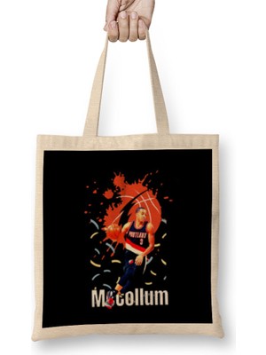 Humuts Cj Mccollum Vintage Art - Legend Basketball Gift Vintage Retro Style Bez Çanta Uzun Saplı