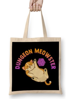 Funny Dungeon Meowster Fantasy Gaming Pun Bez Çanta Uzun Saplı