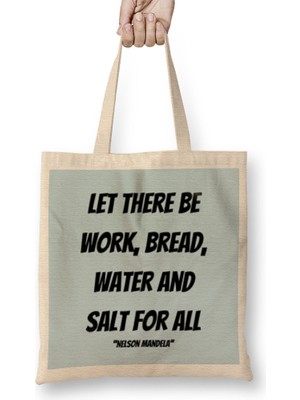 Humuts Nelson Mandela Quotes Art Gift - Vintage Retro Style Bez Çanta Uzun Saplı
