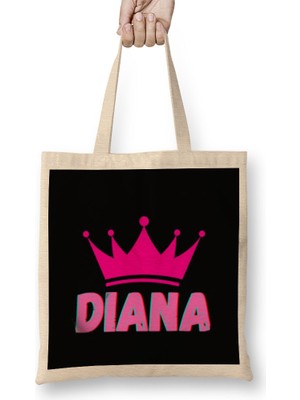 Humuts Princess Diana Quotes Art Gift - Uk Vintage Retro Style Bez Çanta Uzun Saplı