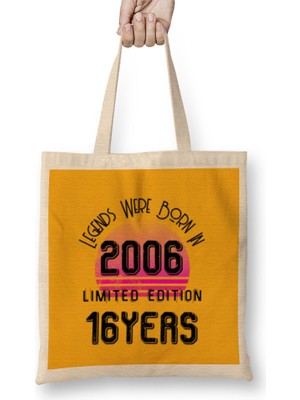 Born In 2006 2006 Birthday Gift - Made, Born In 2006 Gift - 16 Year Old Birthday Gift Vintage Style Bez Çanta Uzun Saplı