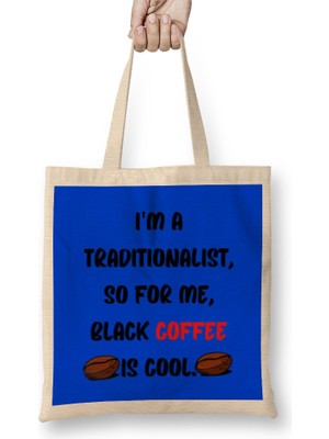 Humuts Cat Funny Coffee Drinks Art Lover Gift Quote - Vintage Retro Rainbow Style Bez Çanta Uzun Saplı