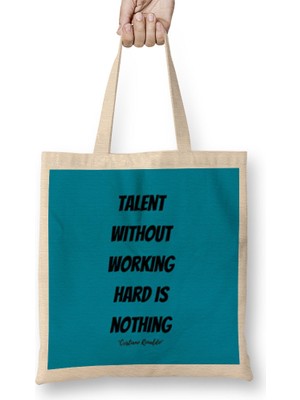 Cristiano Ronaldo Quotes Art Gift - Vintage Retro Style Bez Çanta Uzun Saplı