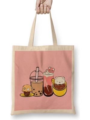 Humuts Funny Coffee Drin Ks Art Lover Gift Quote - Vintage Retro Rainbow Style Bez Çanta Uzun Saplı