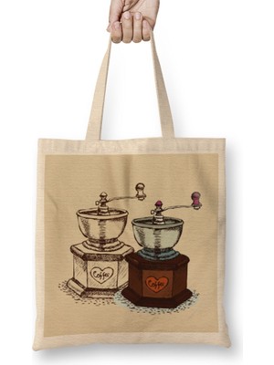 Funny Coffee Drinks Art Lover Gift Quote Vintage Retro Bez Çanta Uzun Saplı