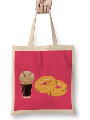 Humuts Funny Coffee Drinks Art Lover Gift Quote - Vintage Retro Rainbow Style Bez Çanta Uzun Saplı