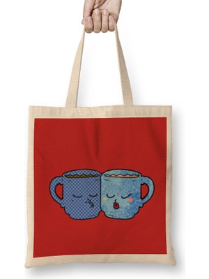 Humuts Funny Coffee Drinks Art Lover Gift Quote - Vintage Retro Rainbow Style Bez Çanta Uzun Saplı