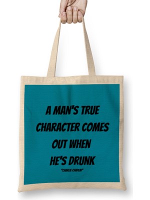 Humuts Charlie Chaplin Quotes Art Gift - Vintage Retro Style Bez Çanta Uzun Saplı