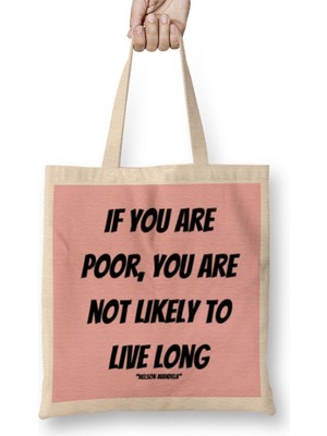Humuts Nelson Mandela Quotes Art Gift - Vintage Retro Style Bez Çanta Uzun Saplı