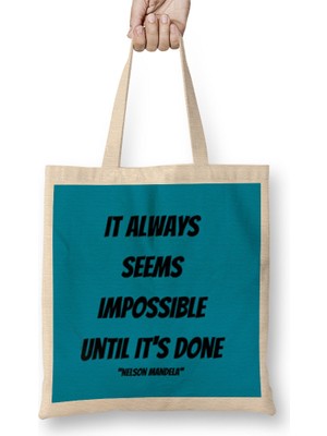 Humuts Nelson Mandela Quotes Art Gift - Vintage Retro Style Bez Çanta Uzun Saplı