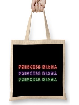 Princess Diana Quotes Art Gift -Uk Vintage Retro Style Bez Çanta Uzun Saplı