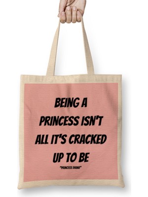 Humuts Princess Diana Quotes Art Giftuk Vintage Retro Style Bez Çanta Uzun Saplı