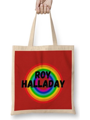 Roy Halladay Carton Art - Baseball Gifts Vintage Retro Rainbow For Boys And Dad Bez Çanta Uzun Saplı