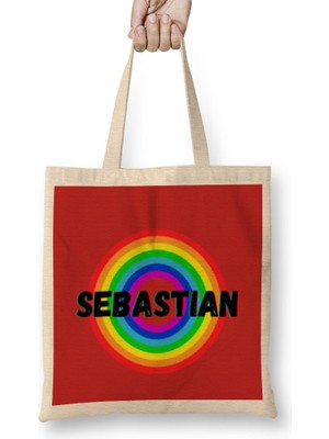 Humuts Sebastian-Name Personalized Custom - Vintage Retro Rainbow Style Design Gift Baby-Gift For Him Bez Çanta Uzun Saplı