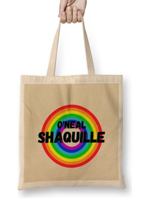 Humuts Shaquille O'neal - Basketball Gifts Vintage Retro Rainbow Quotes For Boys And Dad Bez Çanta Uzun Saplı