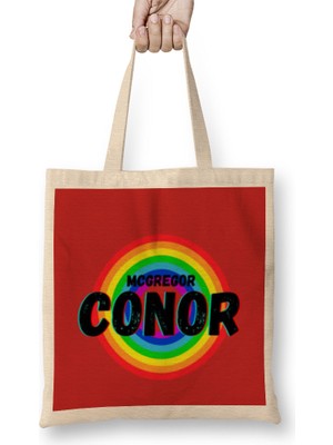 Humuts Conor Mcgregor - Vintage Retro Rainbow Style Warriors Design Wrestlers-Gift Bez Çanta Uzun Saplı