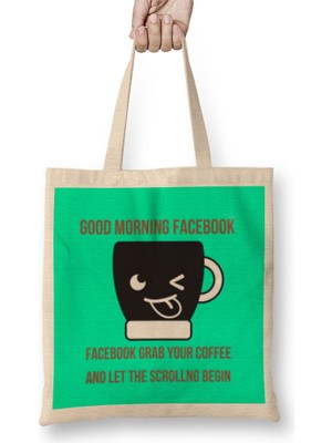 Funny Coffee Drinks Lover Gift Quote - Vintage Retro Rainbow Style Bez Çanta Uzun Saplı