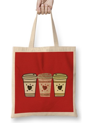 Humuts Funny Coffee Drinks Art Lover Gift Quote - Vintage Retro Rainbow Style Bez Çanta Uzun Saplı