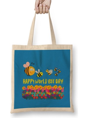 Humuts Happy World Bee Day! Bez Çanta Uzun Saplı